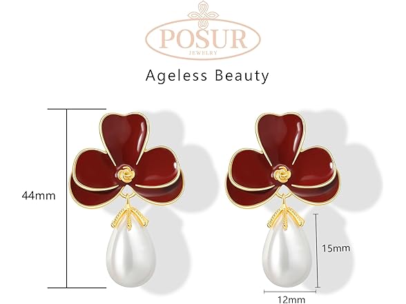 Flower Teardrop Pearl Dangle Earrings