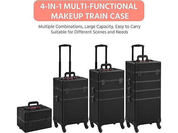 Yaheetech 4 in 1 Professional Makeup Train Case