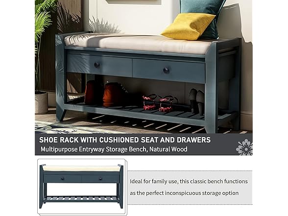 SPOFLYINN Shoe Bench, Entryway Storage Bench (Open Box)