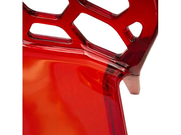 LeisureMod Dynamic Clear Acrylic Dining Chair Red
