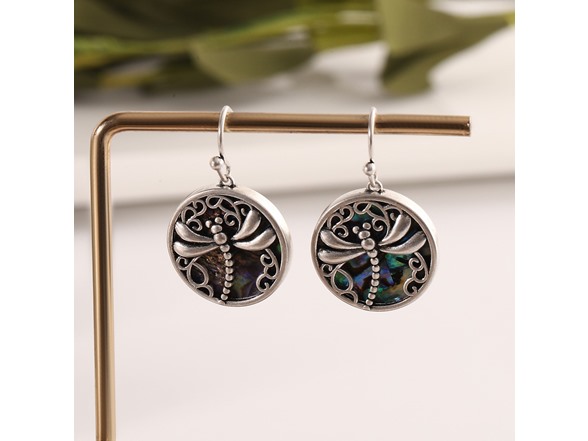 Abalone Dragonfly Drop Earrings