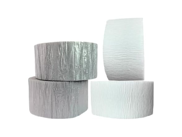 White and Silver Metallic Crepe Paper