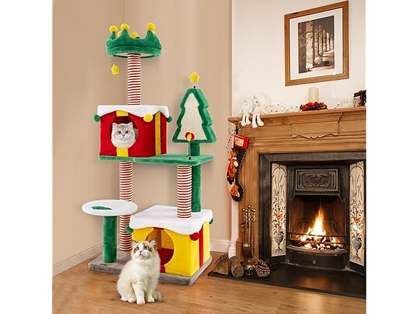 PETSITE 61 inch Christmas-Themed Cat Tree