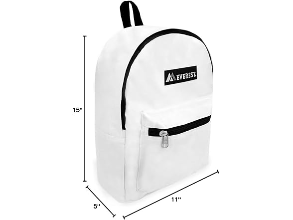 Everest Luggage Basic Backpack, White, Medium