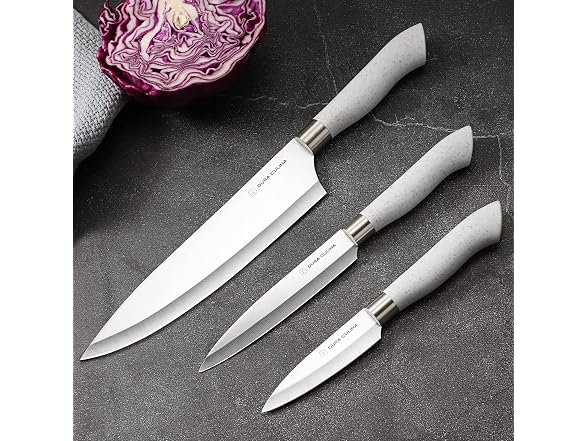 Eco-Friendly 3Pc Kitchen Knife Set w/ Sheaths