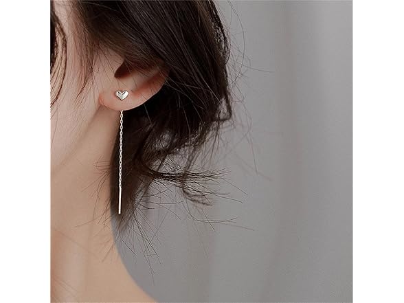 Heart Threader Chain Earrings