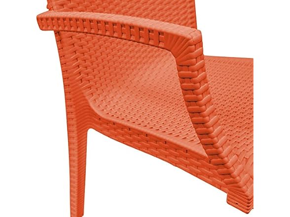 LeisureMod Hickory Stackable Patio Dining Armchair, 4pk