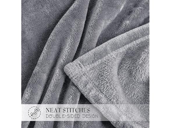 RYB HOME Grey Fleece Throw Blanket