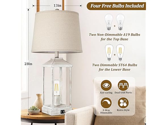 Brightever Farmhouse White Table Lamps