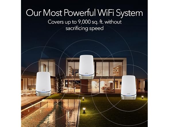Netgear Orbi 960 Series AXE11000 Quad-Band Mesh Wi-Fi 6E System 3-Pack White (Renewed)
