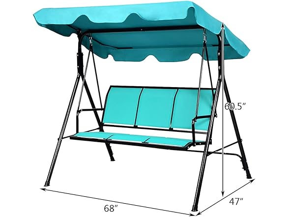 GRAFFY 3-Seat Patio Swing Turquoise