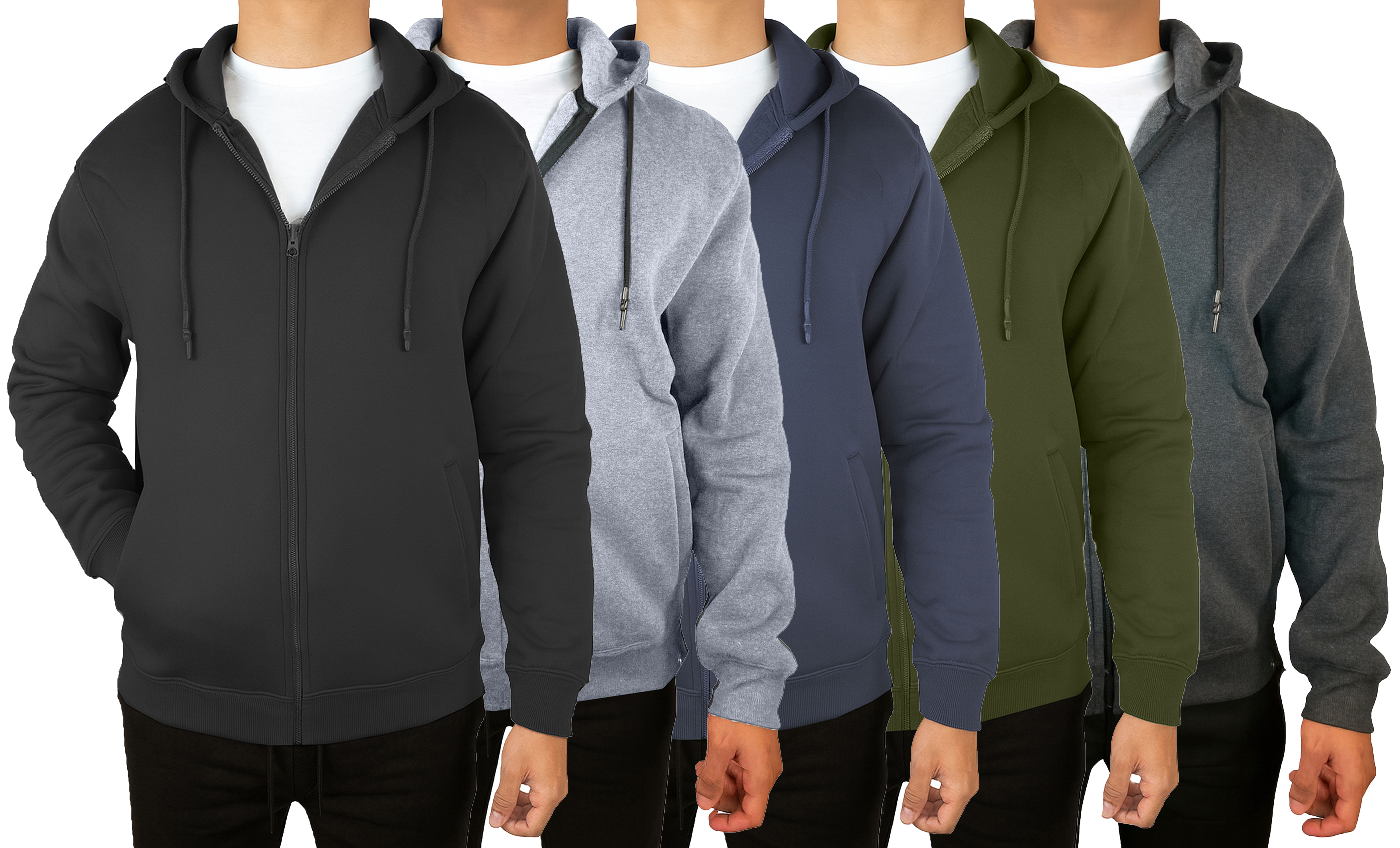 Mens Classic Fleece-Lined Zip Hoodie (M-3XL) - Gallery 27