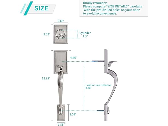 GUA OYH Double Door Handleset, Nickel