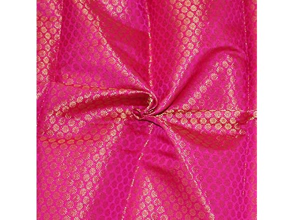 CraftyArt Dark Pink Brocade Art Silk Fabric