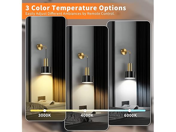 VerRon Set of 2 Battery Operated Wall Sconces, Black