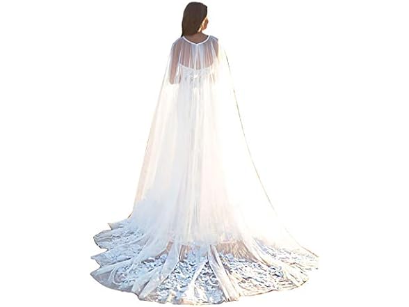 EllieWely Women EllieHouse Long Tulle Bridal Cape