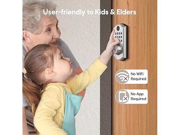 ELAMOR M19-Nickel Fingerprint Door Lock (Nickel)