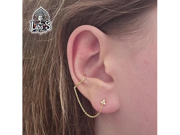 Gold Plated Zircon Chain Stud Earrings