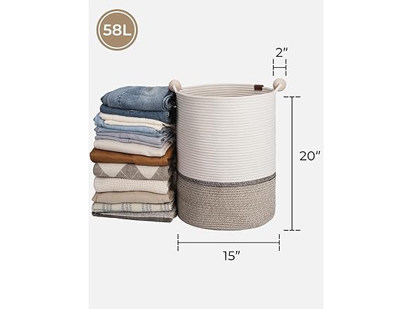 StorageWorks Cotton Rope Laundry Basket