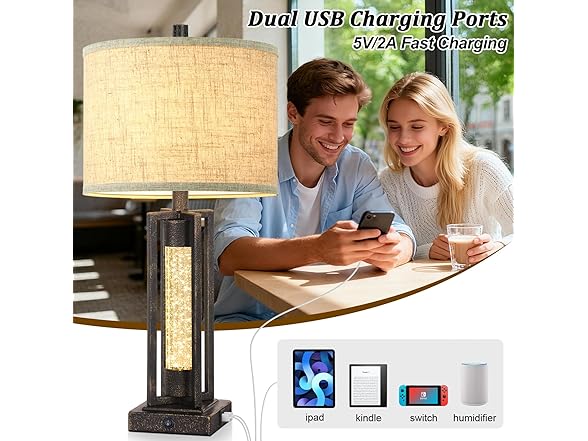 TOBUSA Vintage Crystal Table Lamps