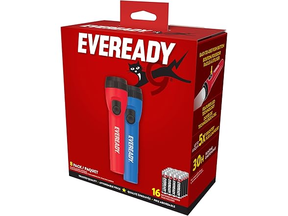 EVEREADY LED Flashlights Batteries Included 8Pk