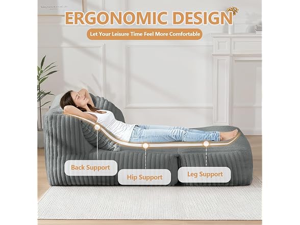 Big Bean Bag Lounger Sofa with Pillow