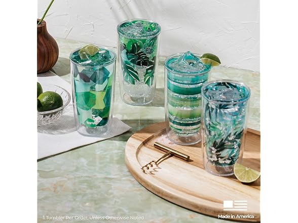 Tervis Yao Cheng Green Crystal  Insulated Tumbler Travel Cup  16oz 4pk, Lush Mimosa
