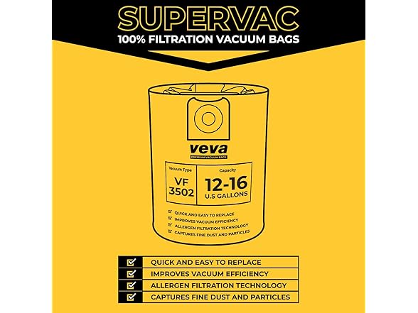 10 Pack Premium SuperVac Vacuum Bags