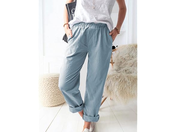 Wrolem Women (S) Straight Pants Elastic Pants
