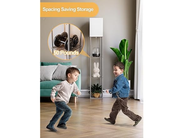 PARTPHONER Floor Lamp with Shelves
