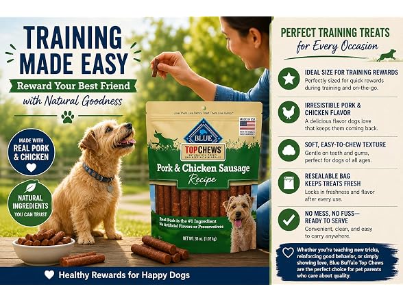 Blue Buffalo Top Chews Pork & Chicken Sausage Treat