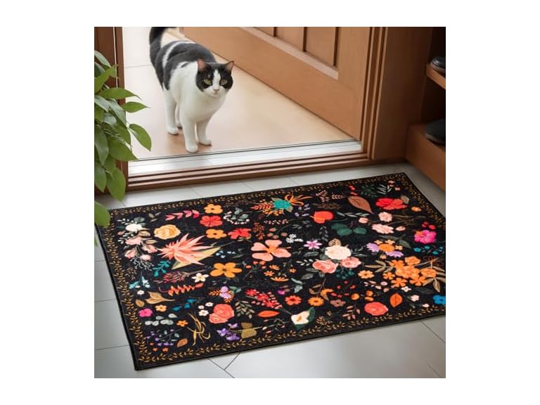 Boho Floral Entryway Rug 2x3
