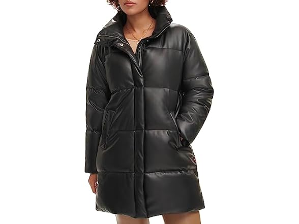 Levis Womens Faux Leather Puffer Coat
