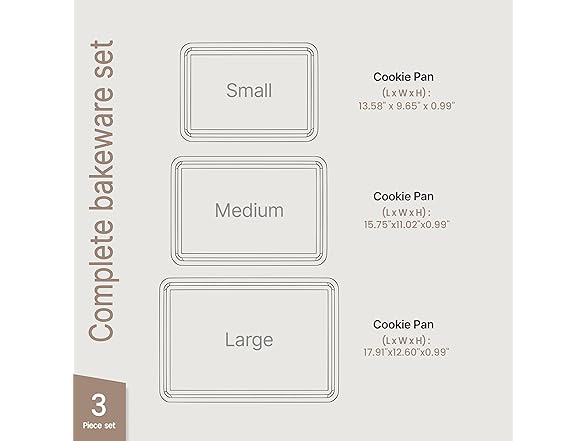 BAKKEN Nonstick Baking Pan 3Pk