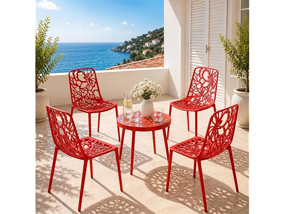 LeisureMod Devon Patio Dining Chair, Set of 4