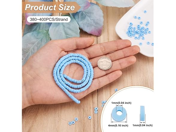KISSITTY 1 Strand Light Sky Blue Flat Round - Gallery 6