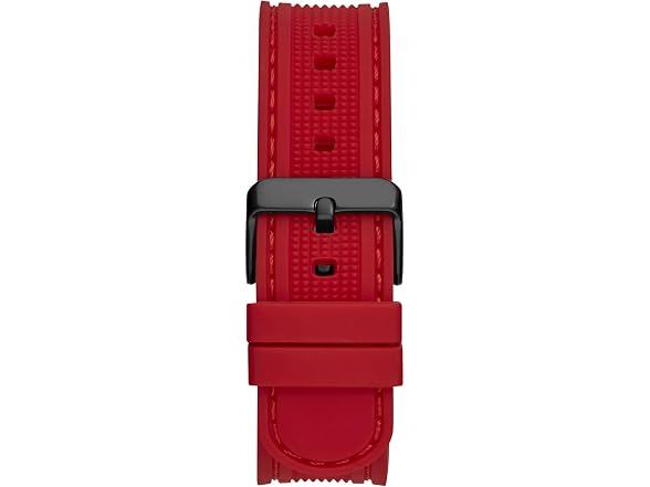 Guess Men's 46mm Watch - Red Silicone Strap Black