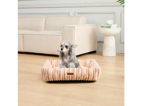 Modern Threads Ribbed Plush Two-Tone Cuddler Dog Bed