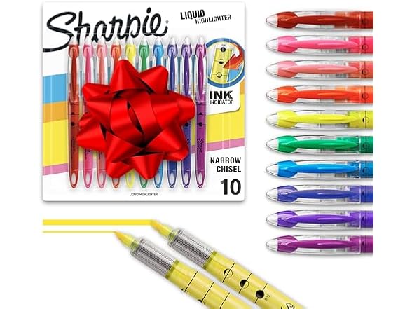 Sharpie Liquid Highlighters Chisel Tip, 10 Count
