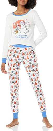 Amazon Essentials Disney | Marvel | Star Wars Women's Snug-Fit Cotton Pajama Sleepwear Sets, Star Wars Mando Winter - Womens Snug-fit, Medium