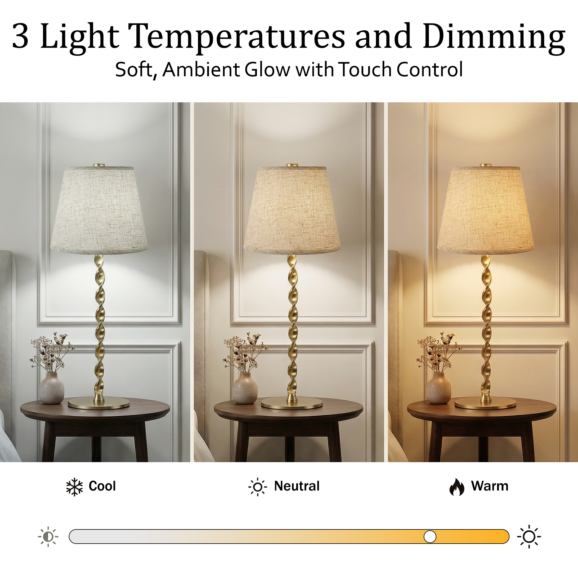 Twist Stem Smooth Linen Shade Lamp - Gallery 17