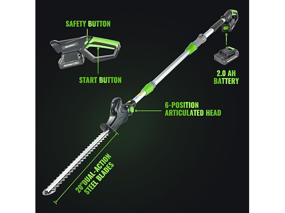NovorikX 20V Cordless Pole Hedge Trimmer