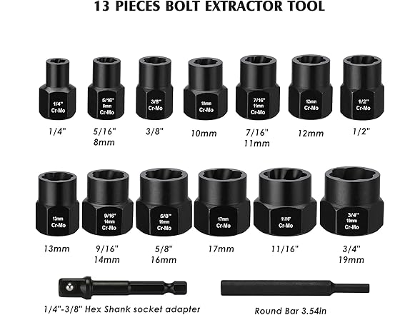 MIXPOWER MIXPOWER 13-Piece 3/8-inch Impact Bolt