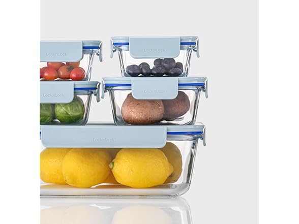 LocknLock Glass Containers with Lids, 6-Piece 