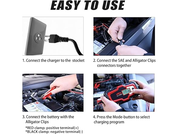 6V/12V 4A Car Battery Charger, Automatic