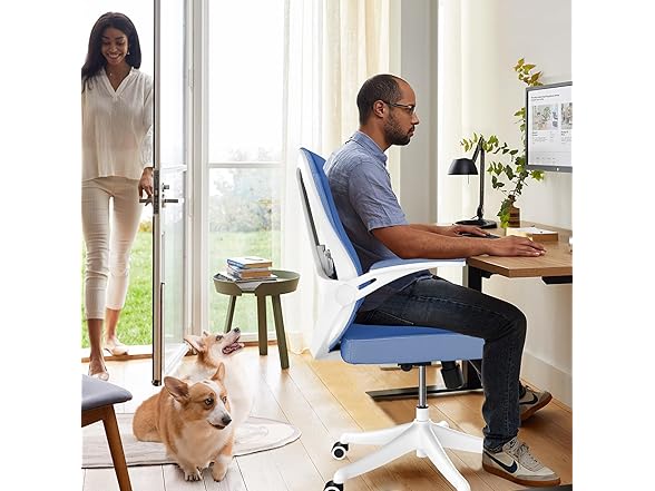 balmstar Ergonomic Office Chair Desk Chair - Mesh Computer Chair with 360° Swivel Wheels, Adjustable 90-130° Recline & Lumbar Support for Home Office, Supports up to 300lbs (01Blue) (Open Box)