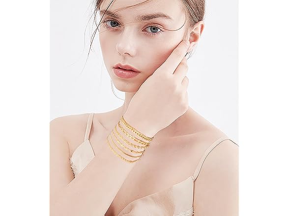 ZZM Story 6Pcs 18k Gold Plated Bracelet Set
