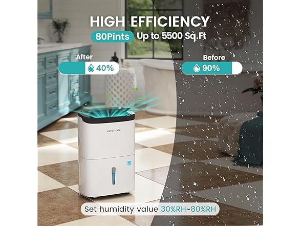 80-Pint Energy Star Dehumidifier w/ Drain