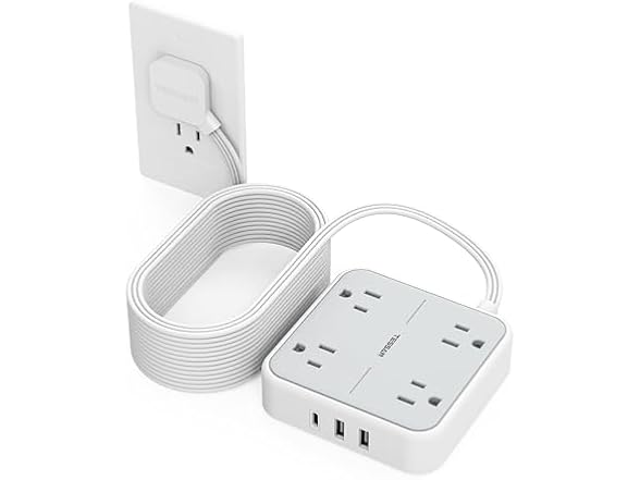 TESSAN 900J Power Strip 25ft Cord (4 Outlets, 3 USB)