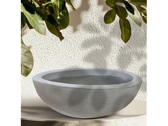 Sunnydaze Percival 20.75" Shallow Outdoor Planter Bowl - Gray